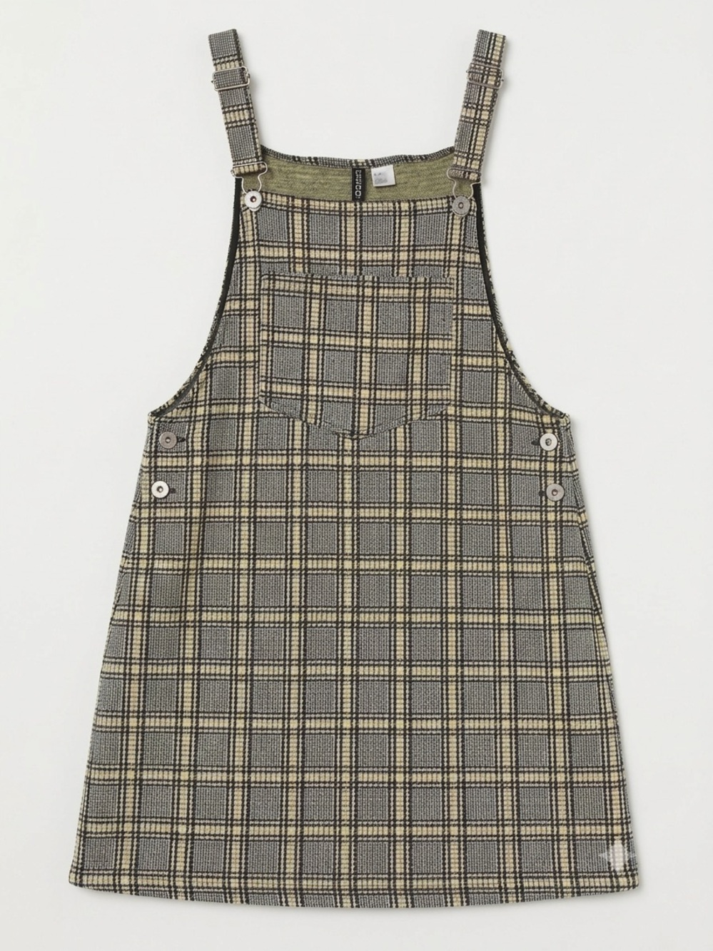 H&M Divided Yellow Plaid Pinafore Overall Mini Dress Size 8 Clueless Preppy Y2K